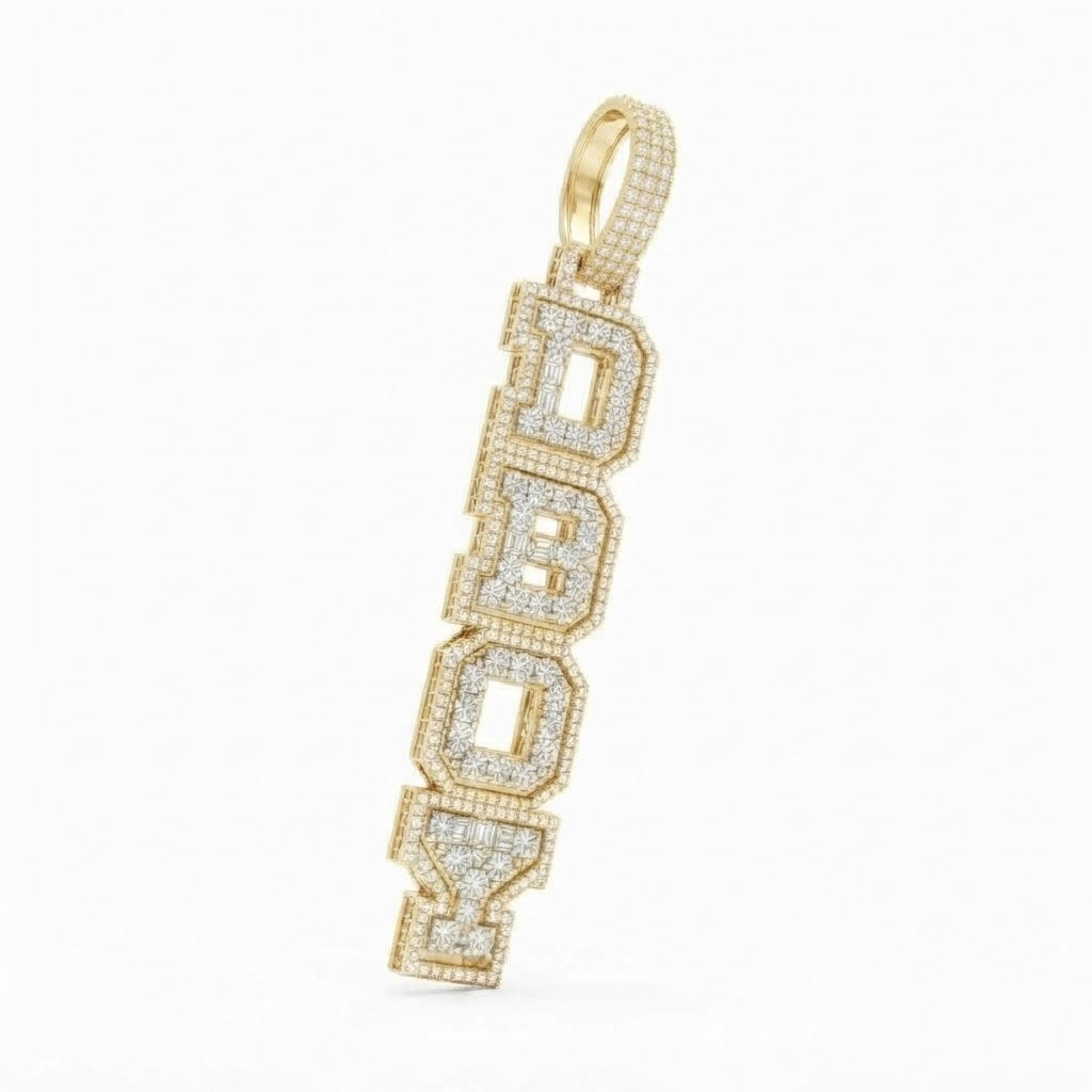 Vertical DBOY Letter Diamond Pendant