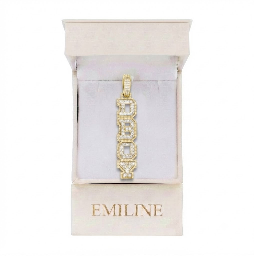 Vertical DBOY Letter Diamond Pendant