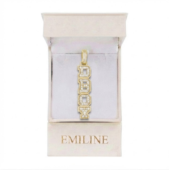 Vertical DBOY Letter Diamond Pendant