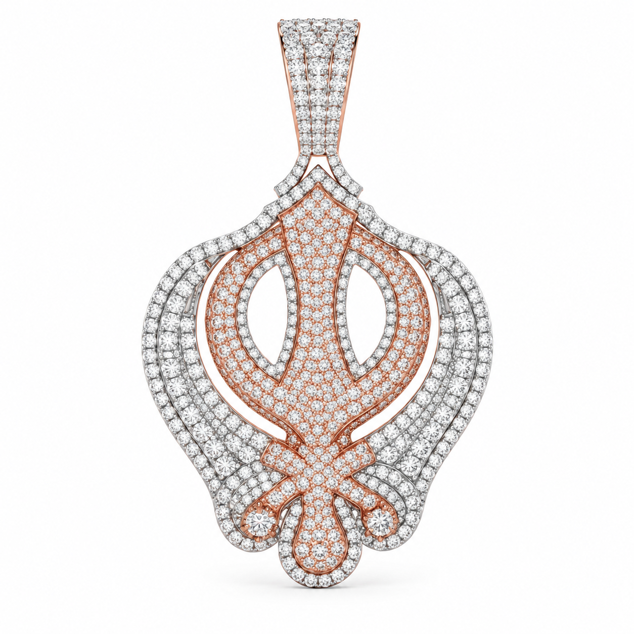 Ornamental Trident Diamond Pendant