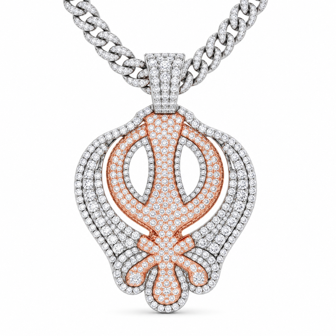 Ornamental Trident Diamond Pendant