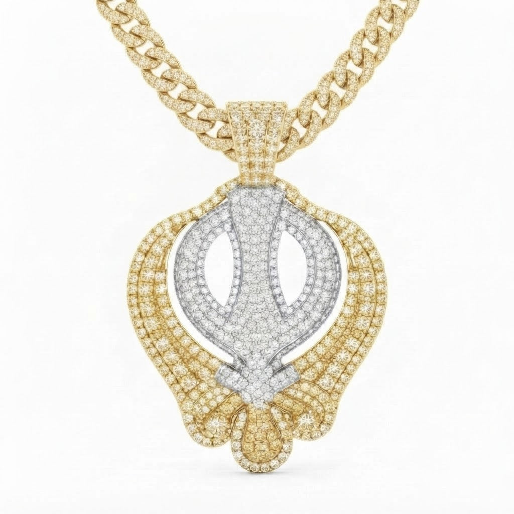 Ornamental Trident Diamond Pendant