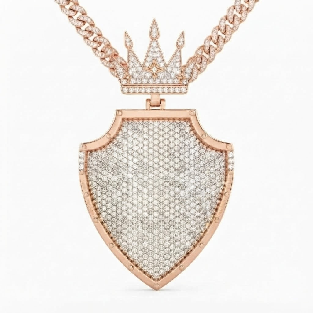 Crown Shield Diamond Pendant