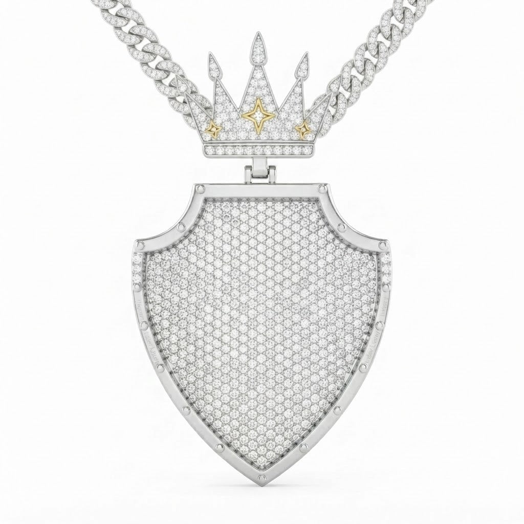 Crown Shield Diamond Pendant