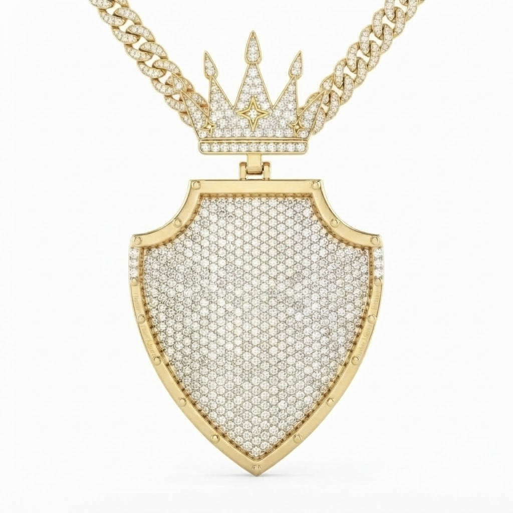 Crown Shield Diamond Pendant