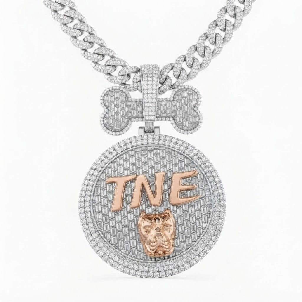 Bone Top Timepiece Diamond Pendant