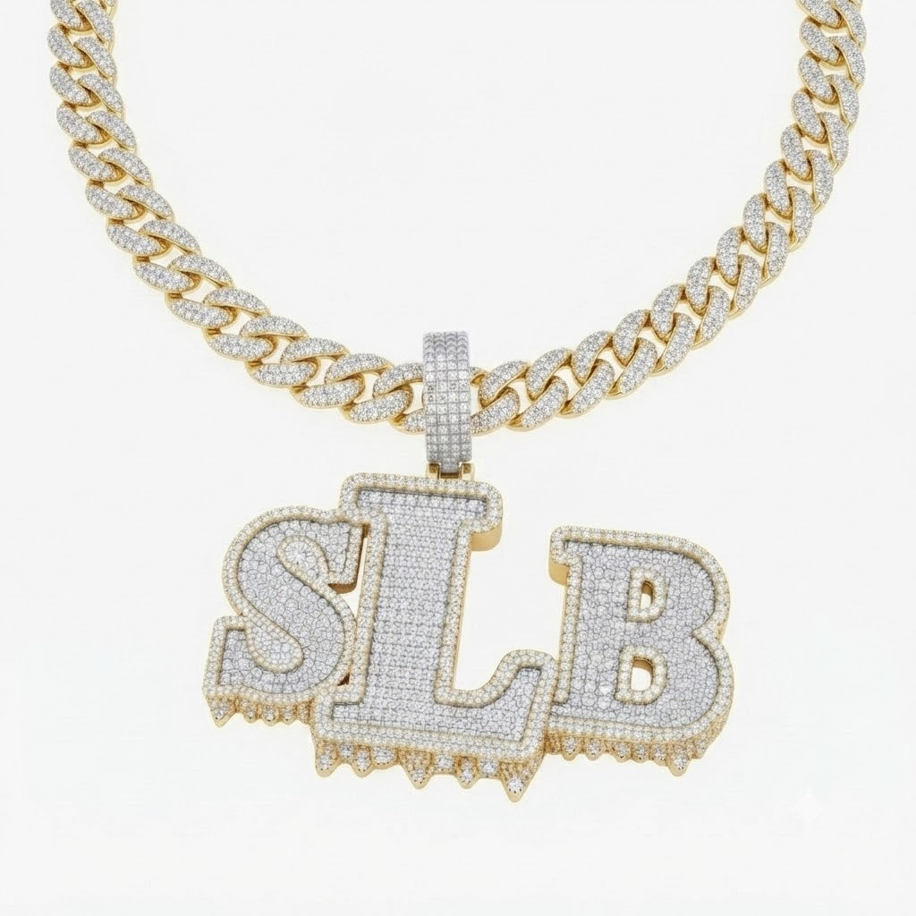 STB Drip Letter Diamond Pendant