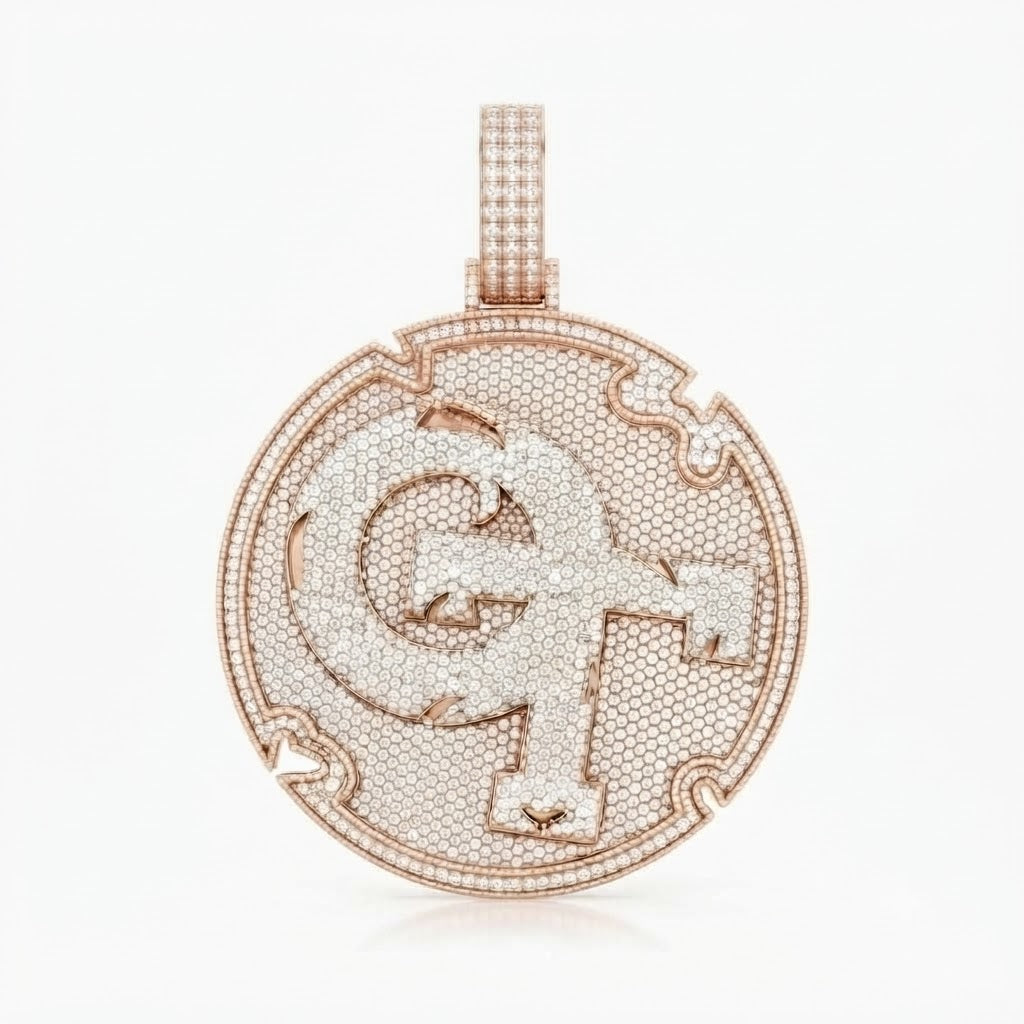 Round Letter OT Diamond Pendant