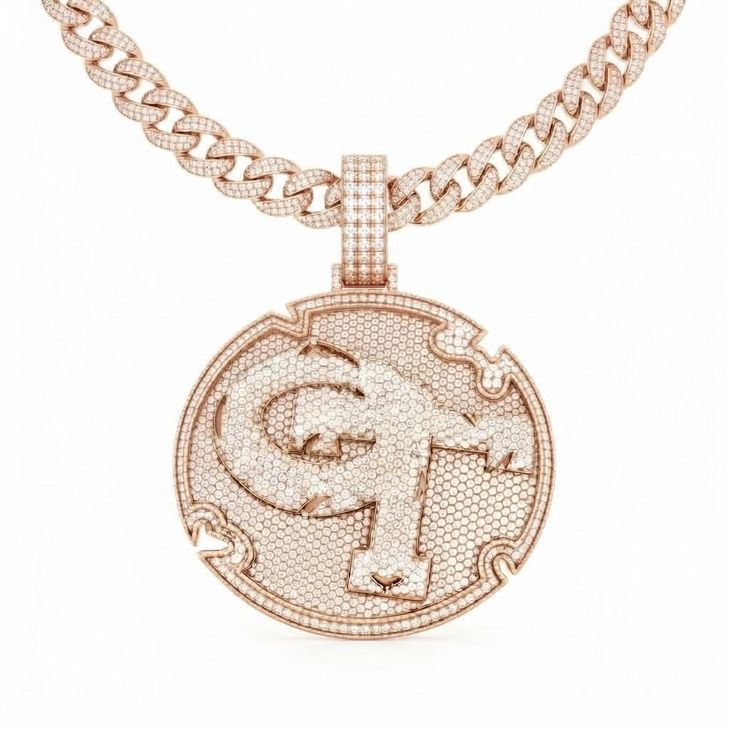Round Letter OT Diamond Pendant
