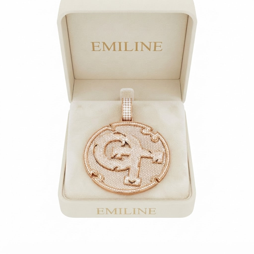 Round Letter OT Diamond Pendant