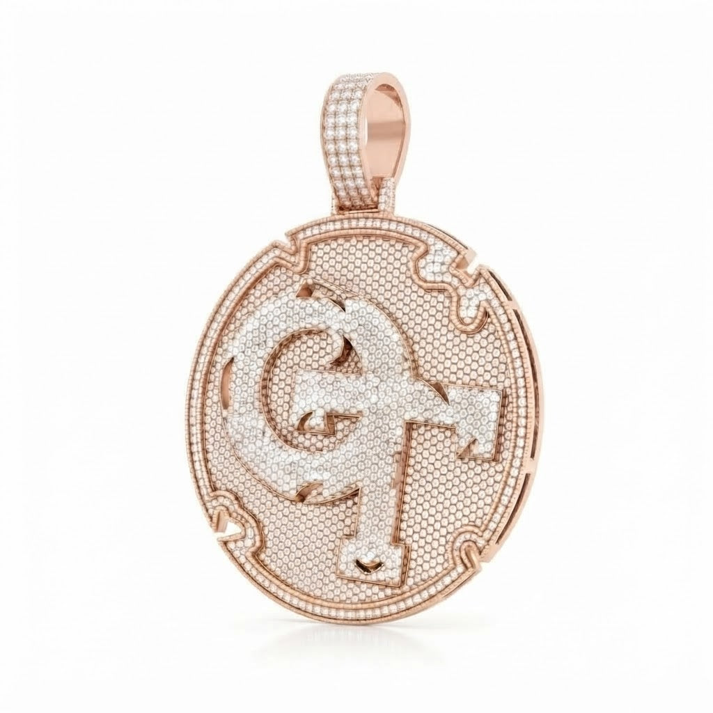 Round Letter OT Diamond Pendant