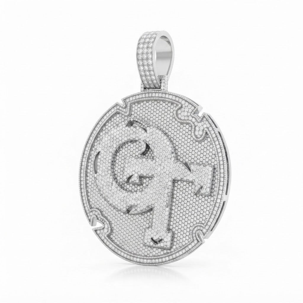 Round Letter OT Diamond Pendant