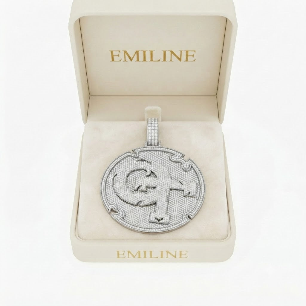 Round Letter OT Diamond Pendant