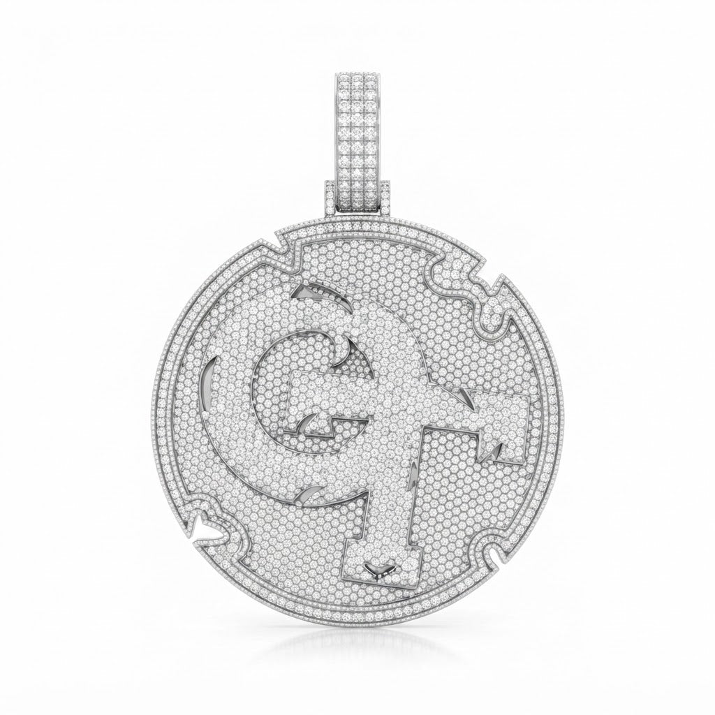 Round Letter OT Diamond Pendant