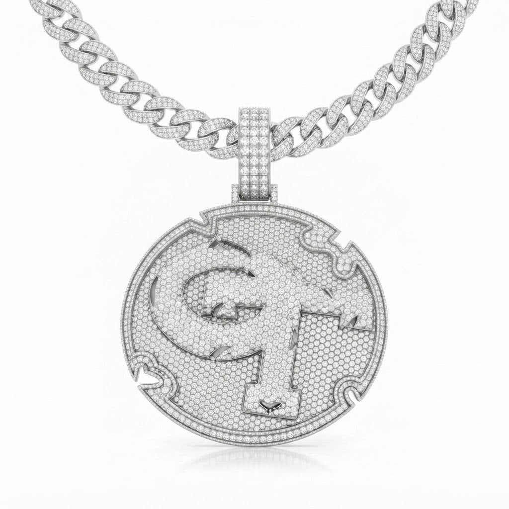 Round Letter OT Diamond Pendant