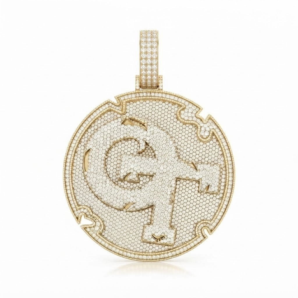 Round Letter OT Diamond Pendant