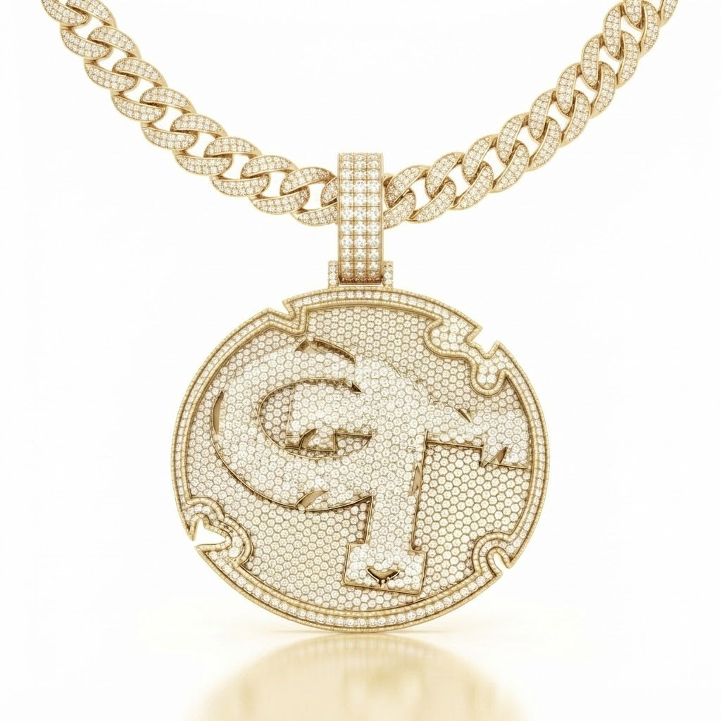 Round Letter OT Diamond Pendant