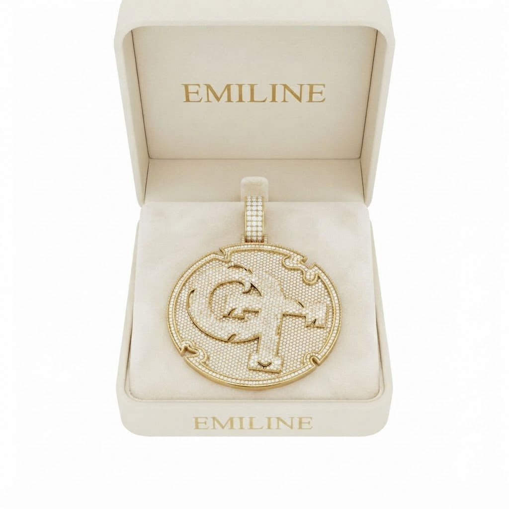 Round Letter OT Diamond Pendant