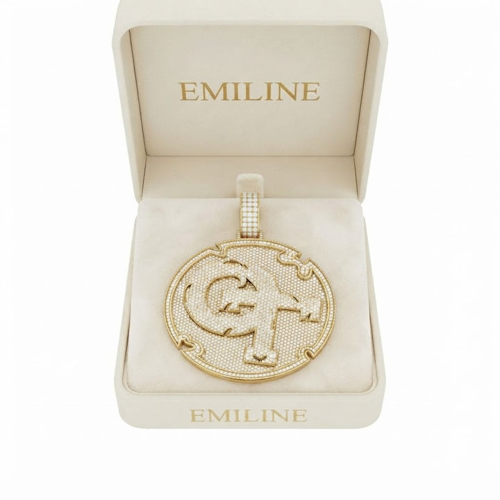 Round Letter OT Diamond Pendant
