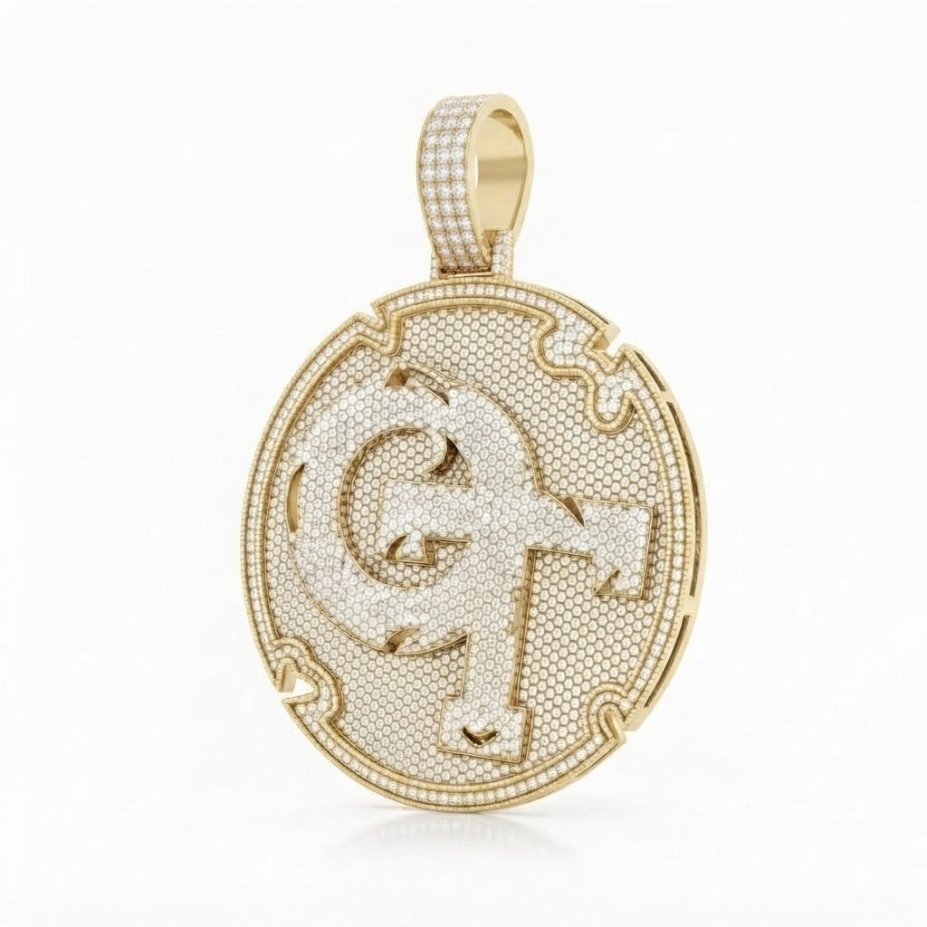 Round Letter OT Diamond Pendant
