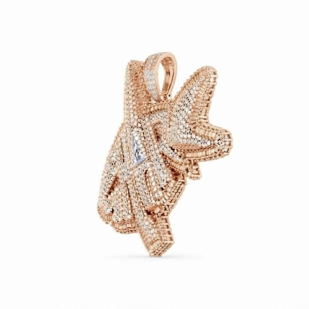 Custom Shark Fish Diamond Pendant
