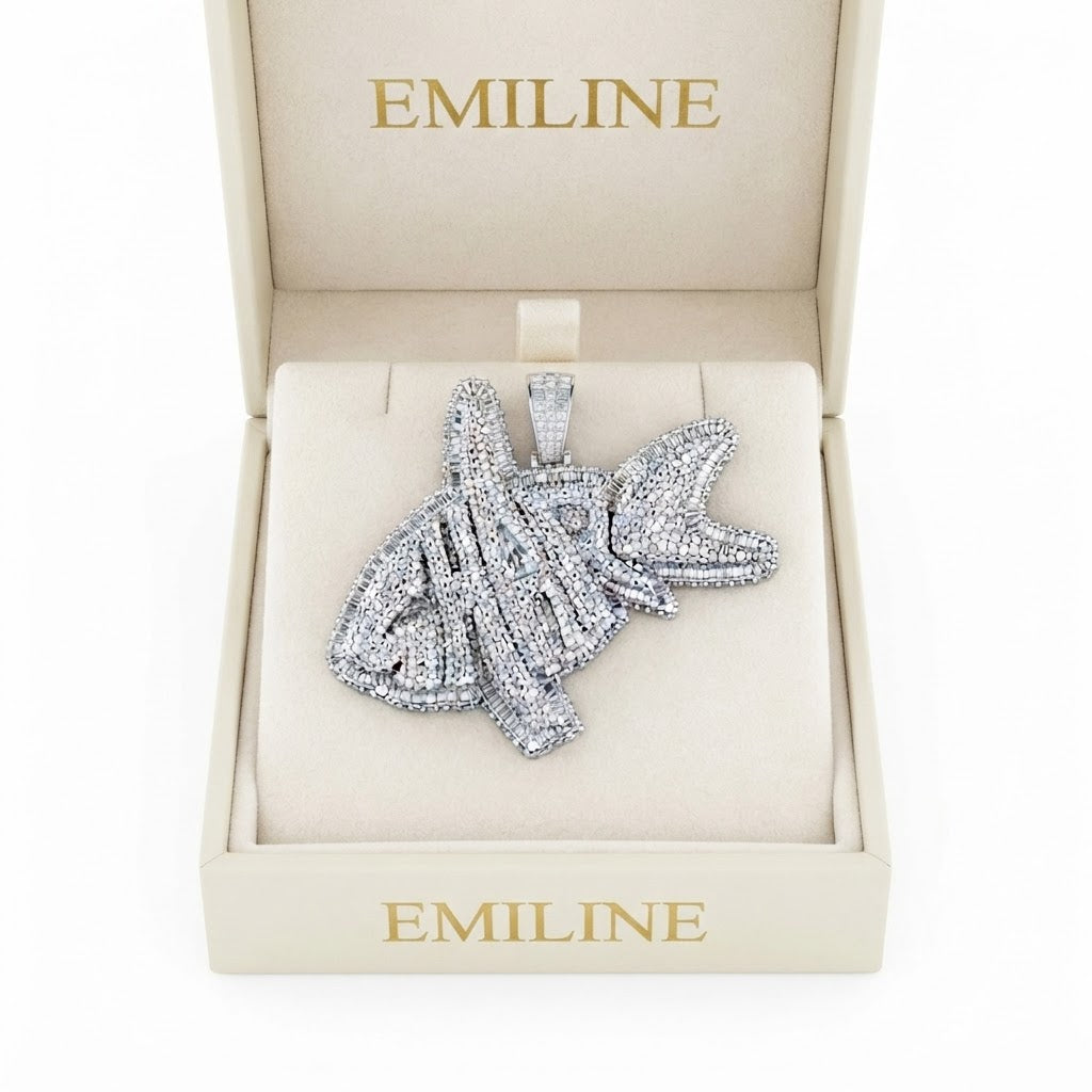 Custom Shark Fish Diamond Pendant