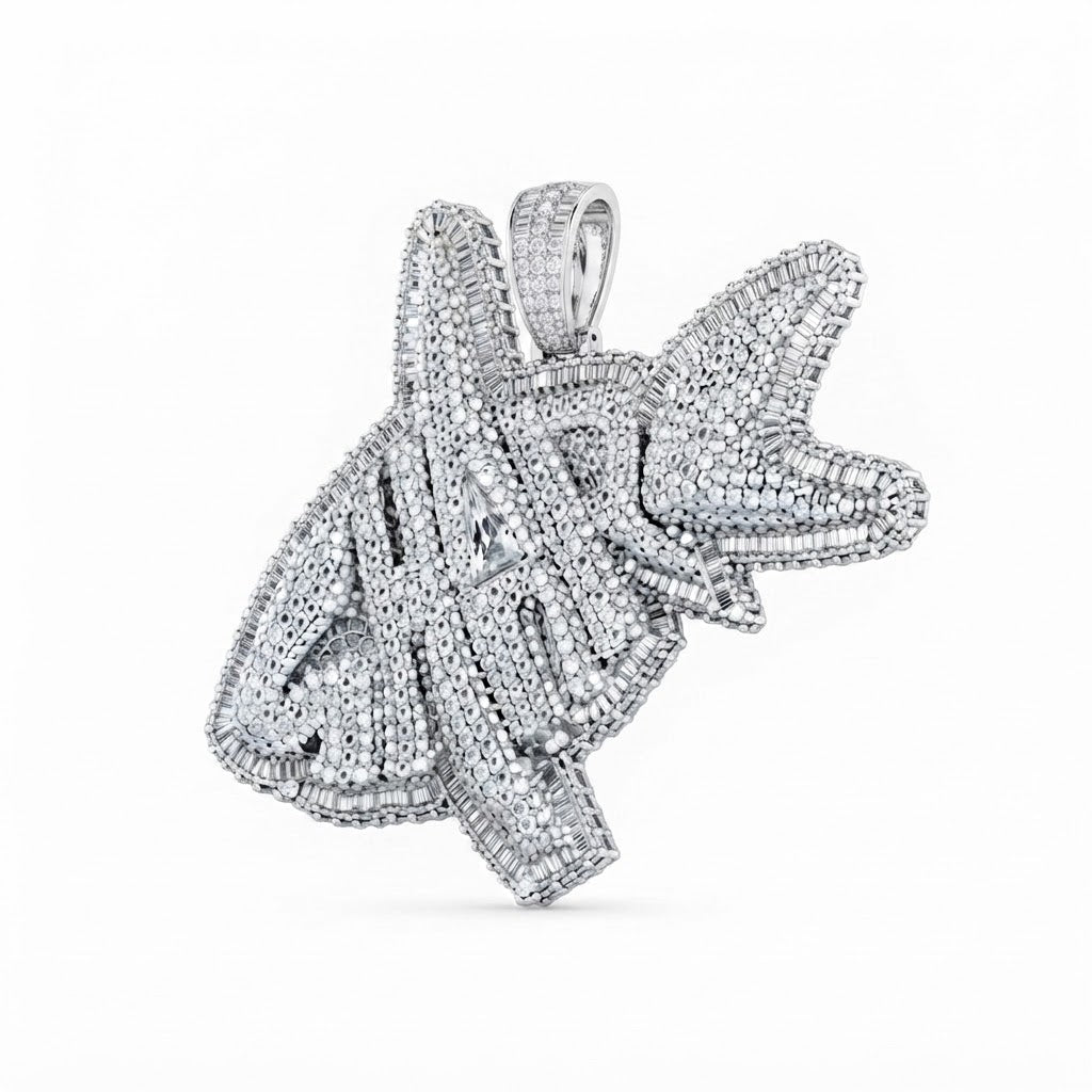 Custom Shark Fish Diamond Pendant