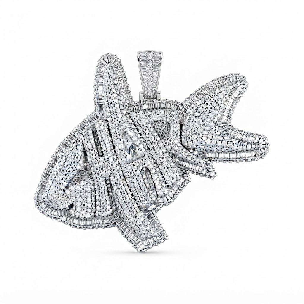 Custom Shark Fish Diamond Pendant