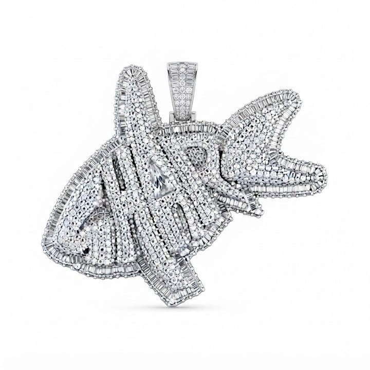Custom Shark Fish Diamond Pendant