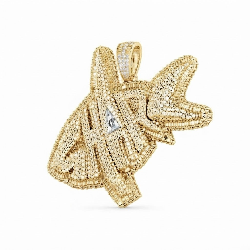 Custom Shark Fish Diamond Pendant