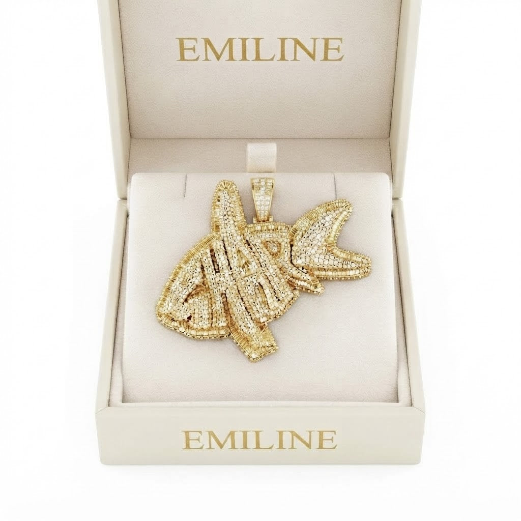 Custom Shark Fish Diamond Pendant