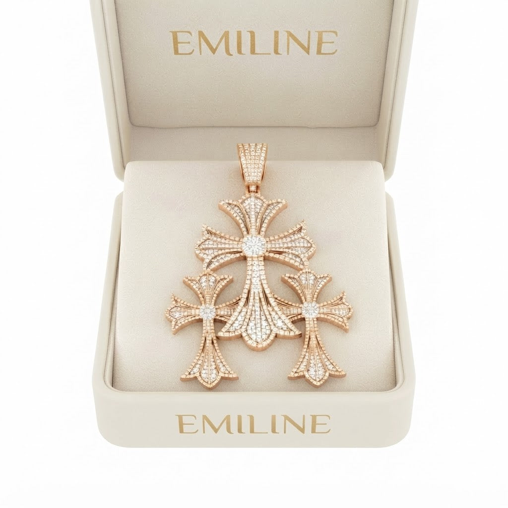 Triple Cross Layered Diamond Pendant