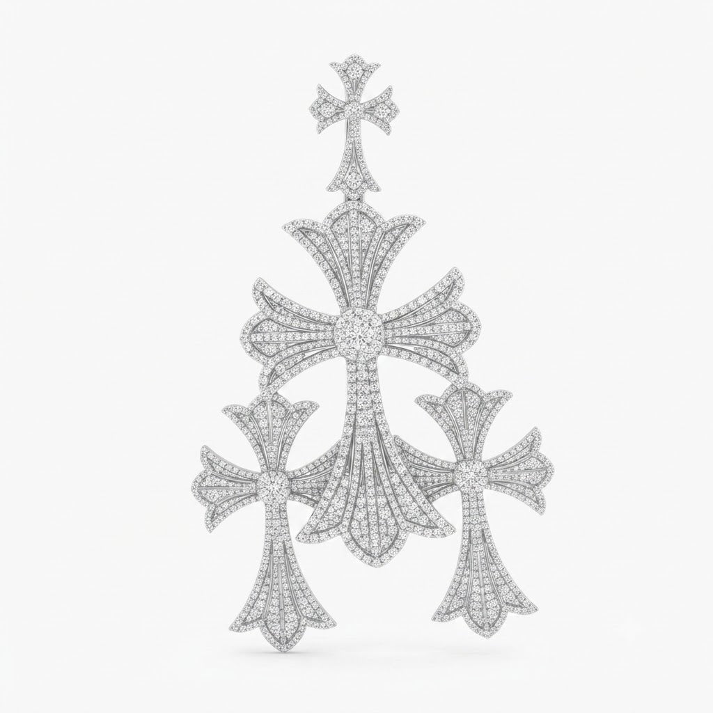Triple Cross Layered Diamond Pendant