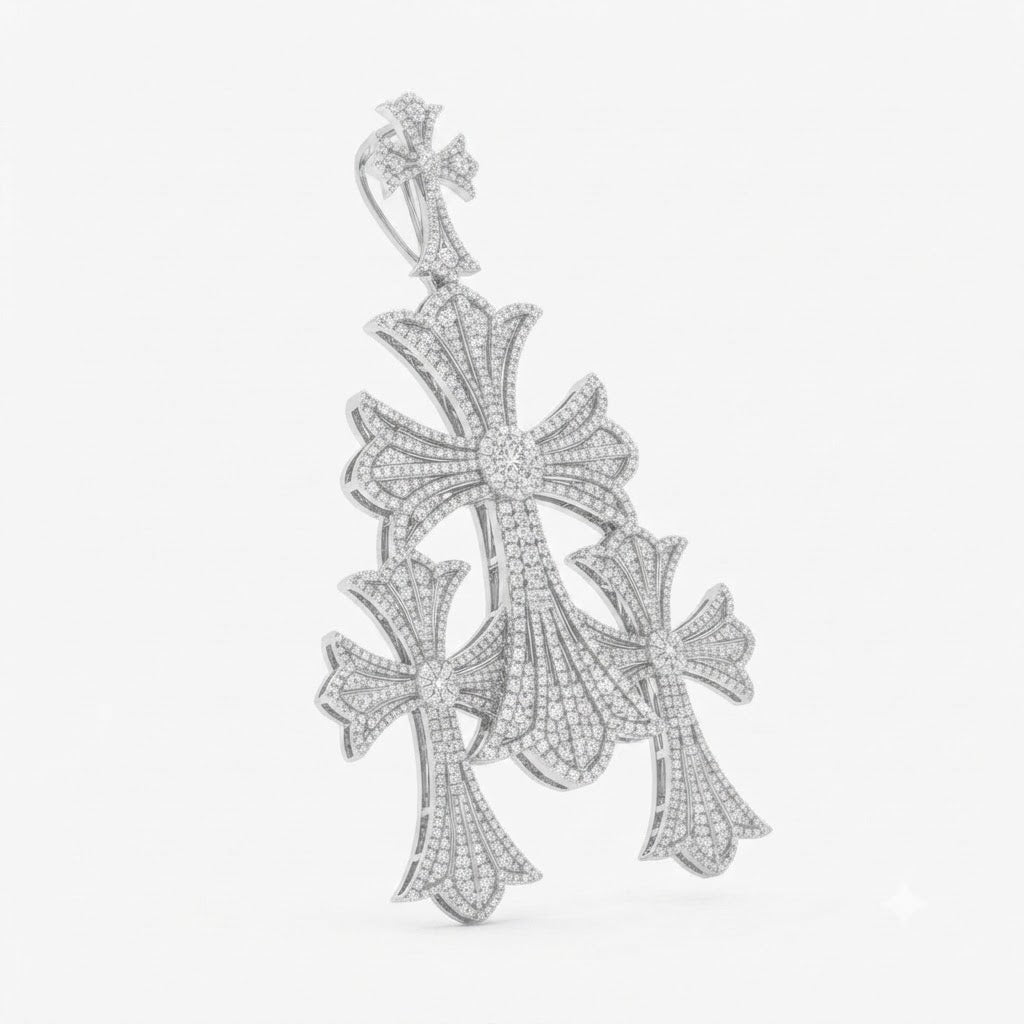 Triple Cross Layered Diamond Pendant