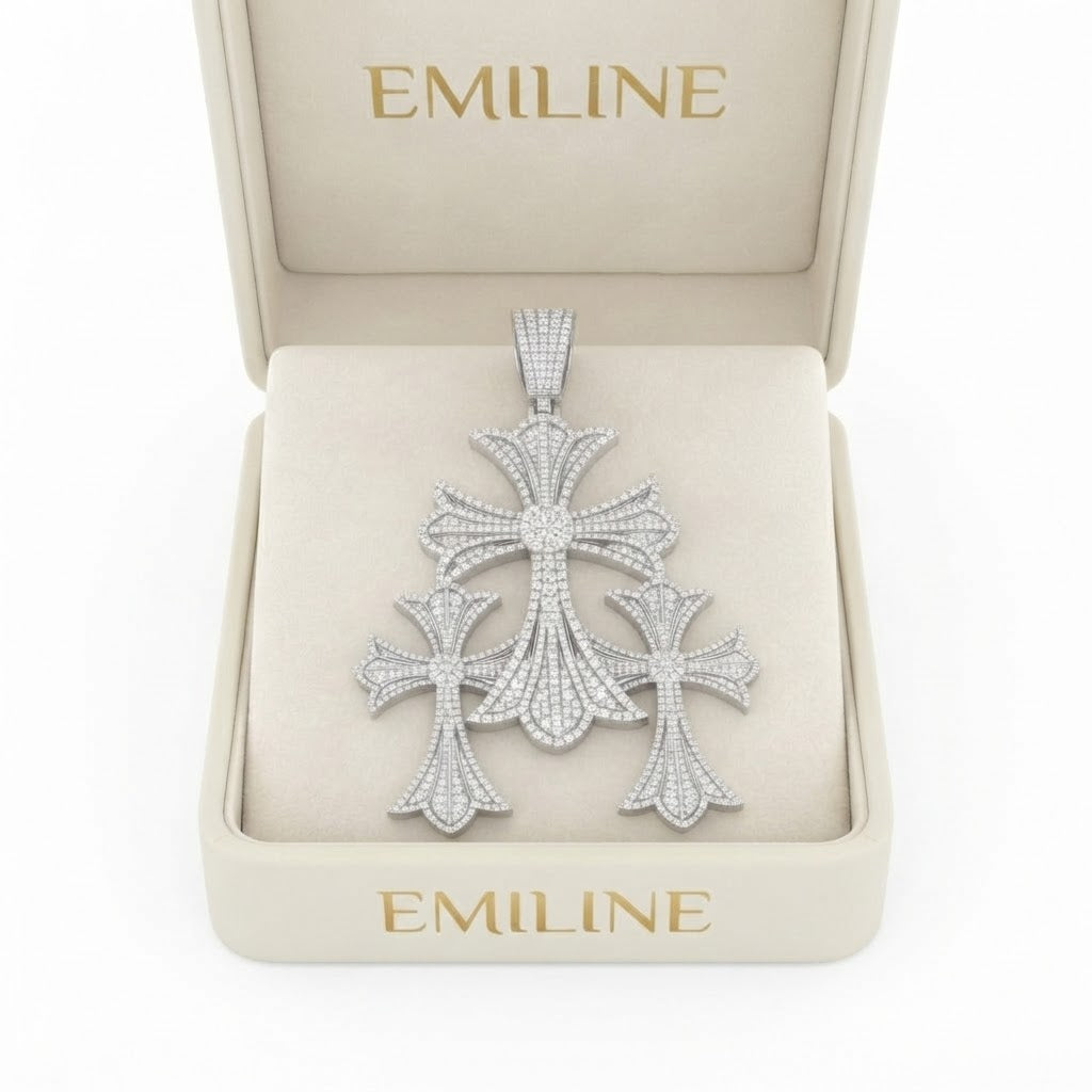 Triple Cross Layered Diamond Pendant