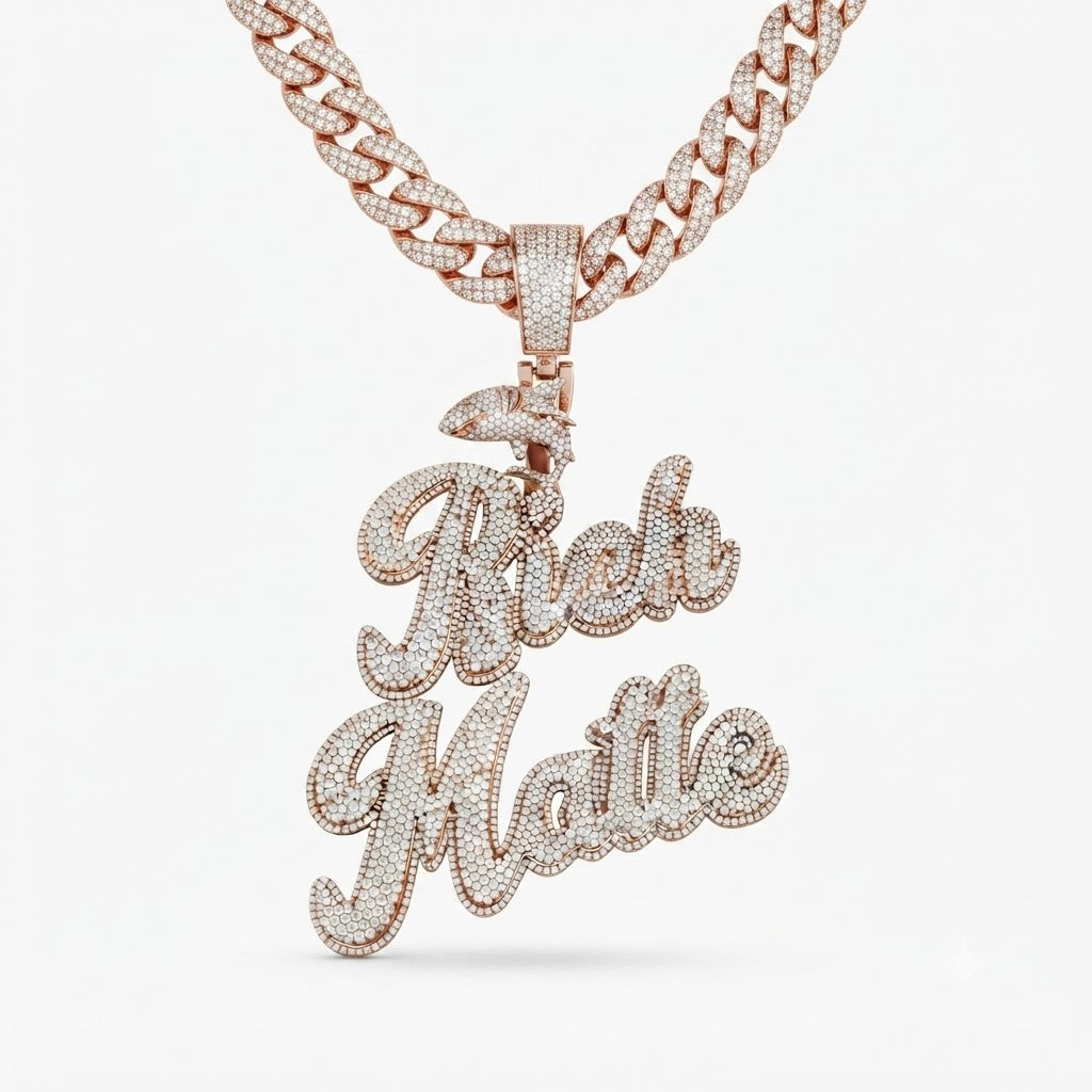 Double Layered Custom Diamond Pendant