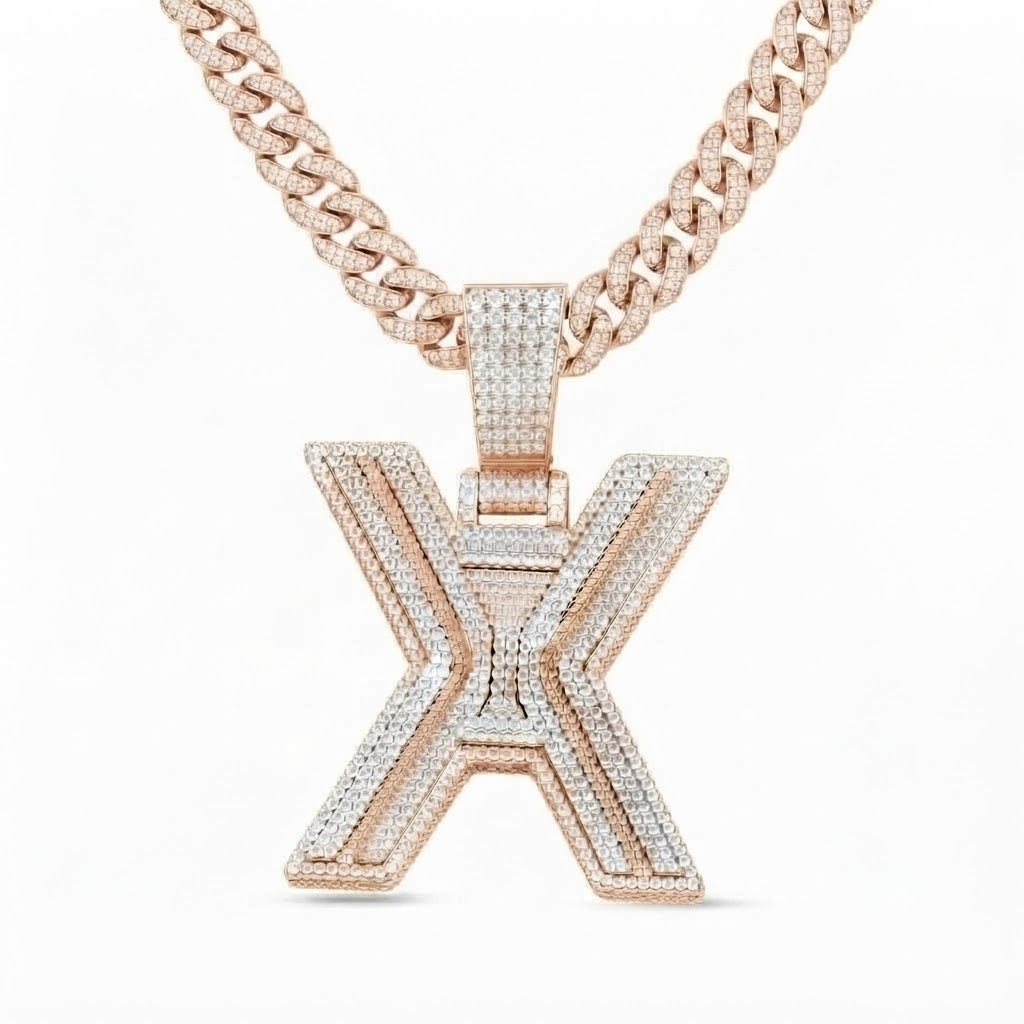 Custom "X" Letter Diamond Pendant