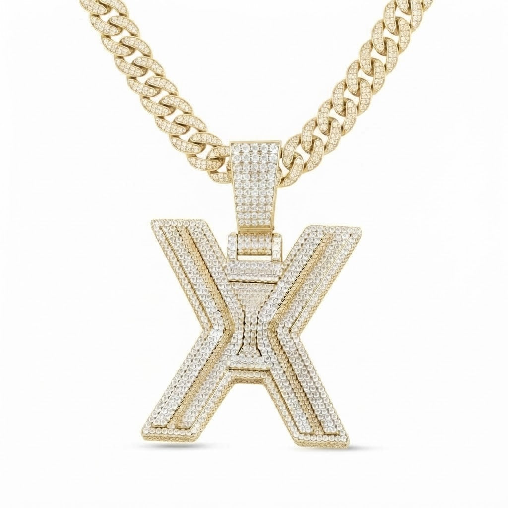 Custom "X" Letter Diamond Pendant