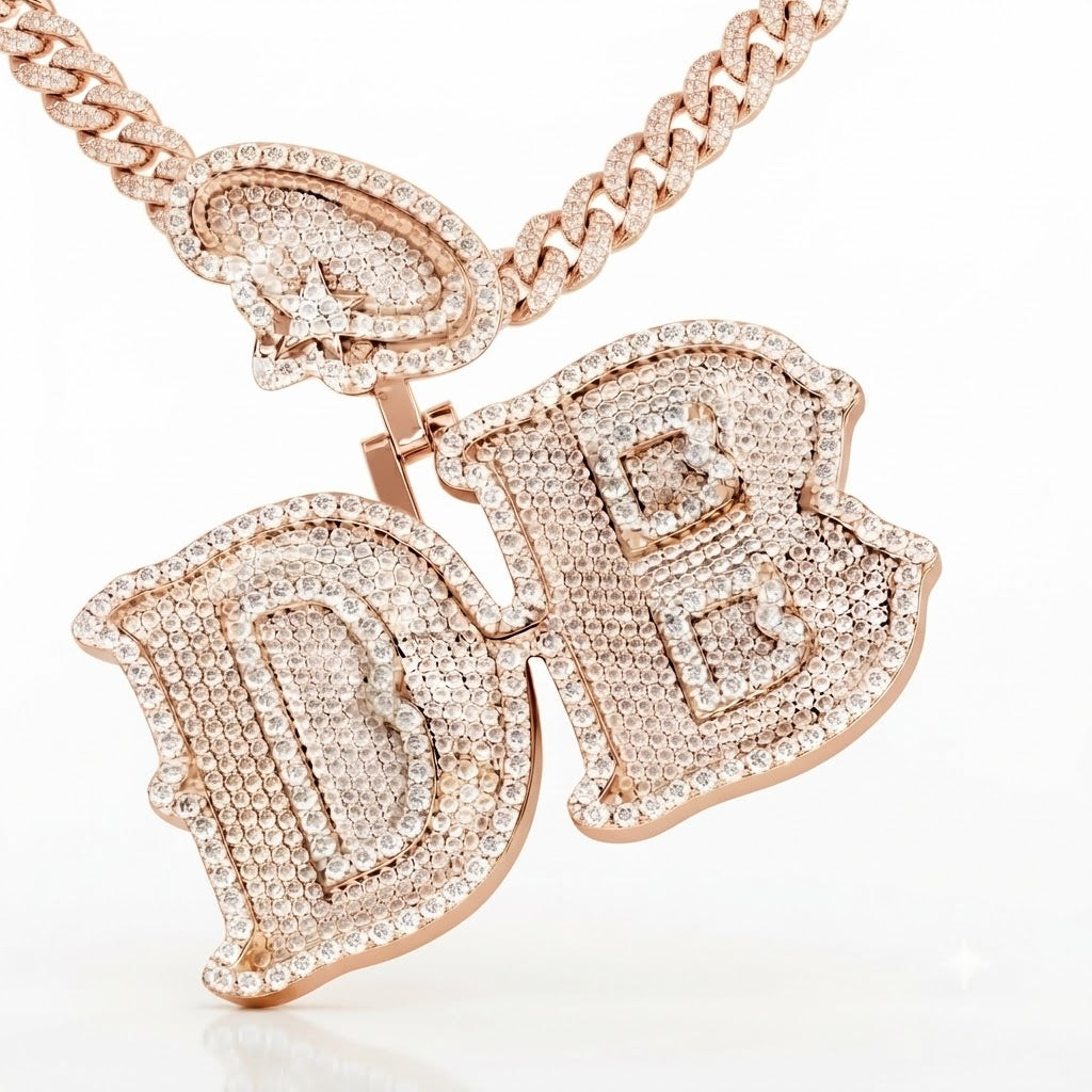 Custom DB Letter Diamond Pendant