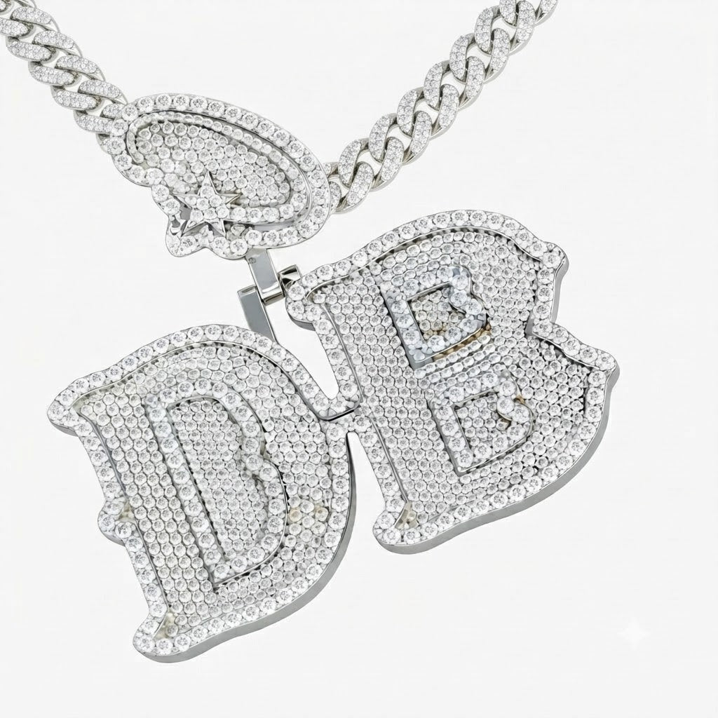 Custom DB Letter Diamond Pendant