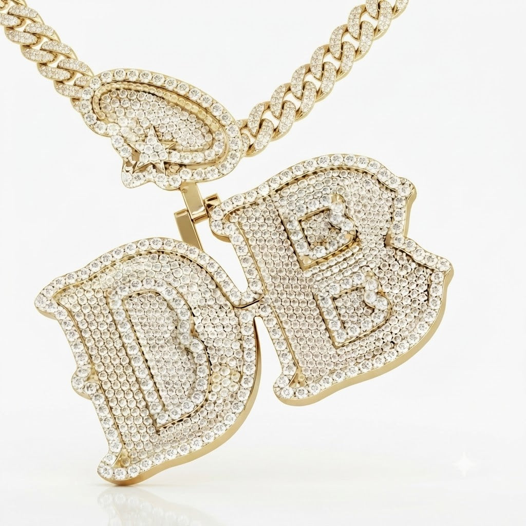 Custom DB Letter Diamond Pendant