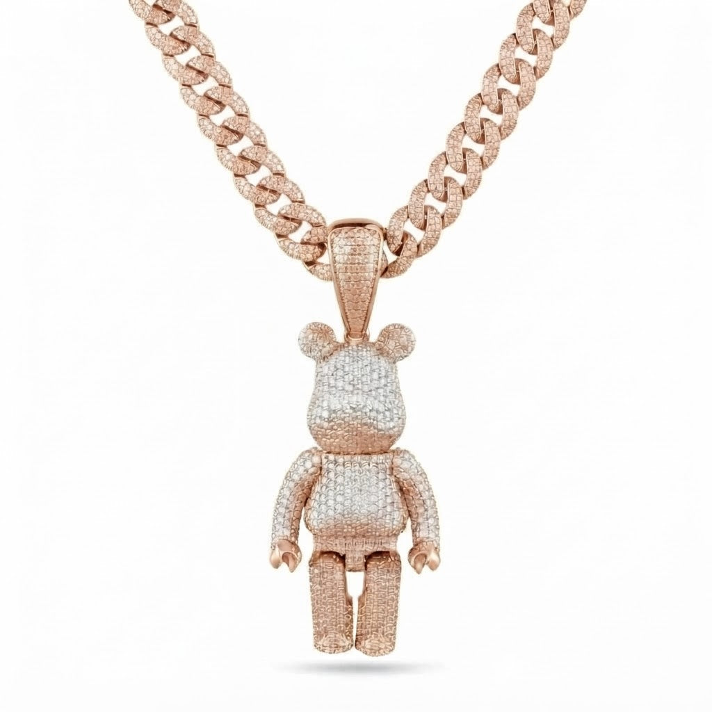 Bearbrick Style Bear Diamond Pendant