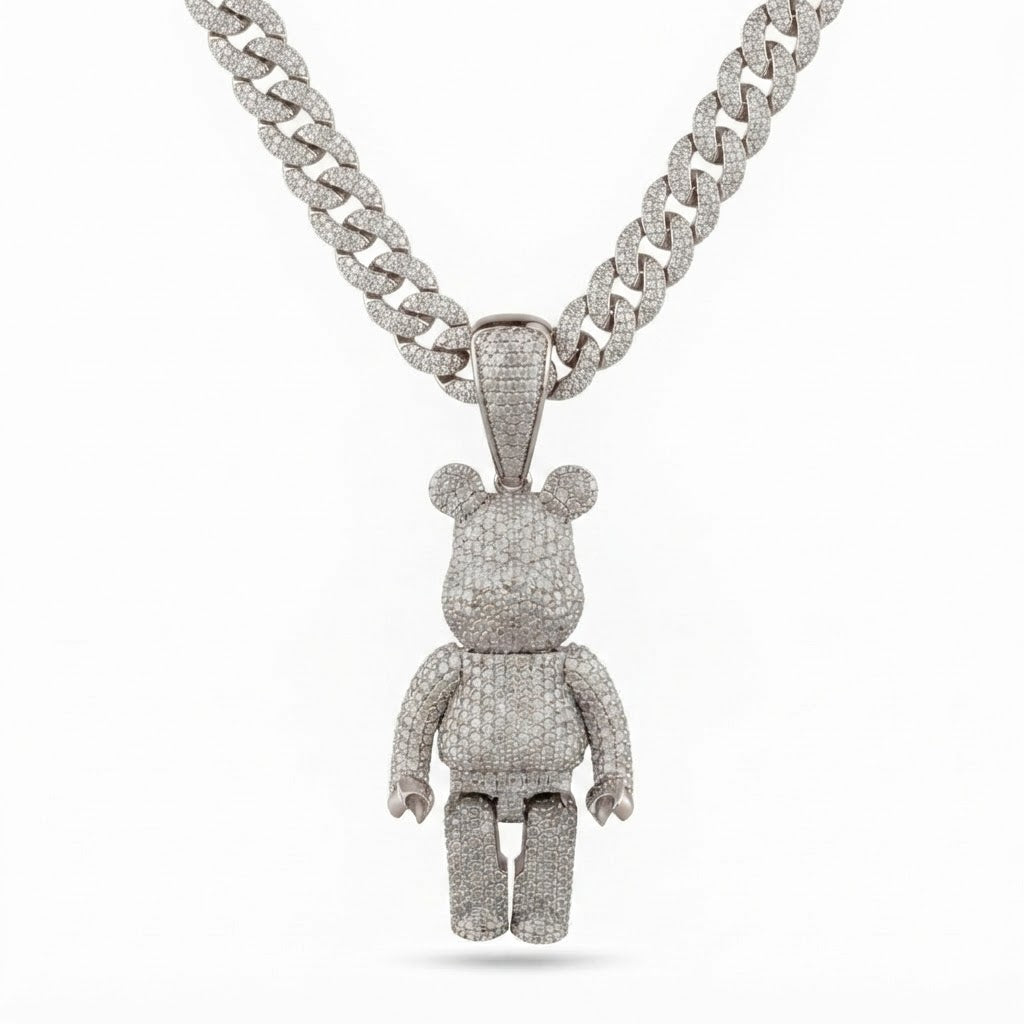 Bearbrick Style Bear Diamond Pendant