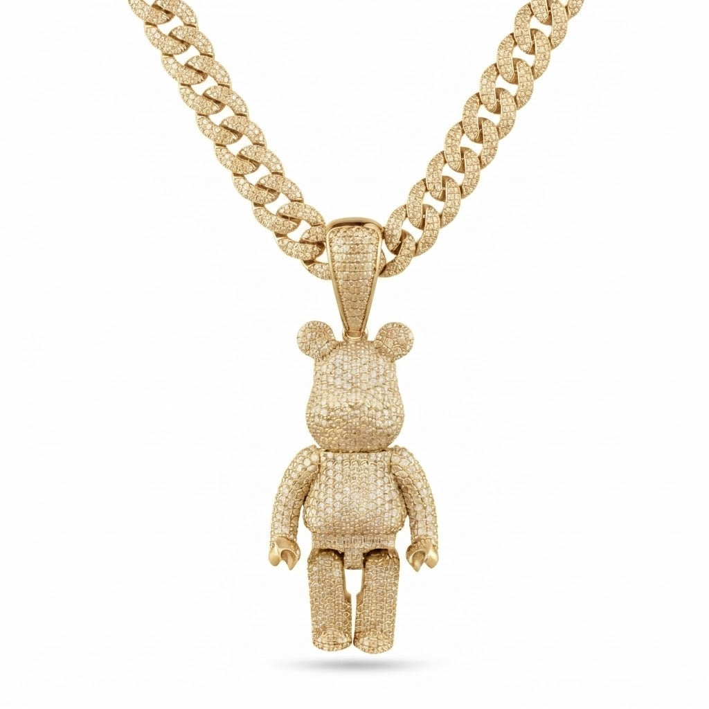 Bearbrick Style Bear Diamond Pendant