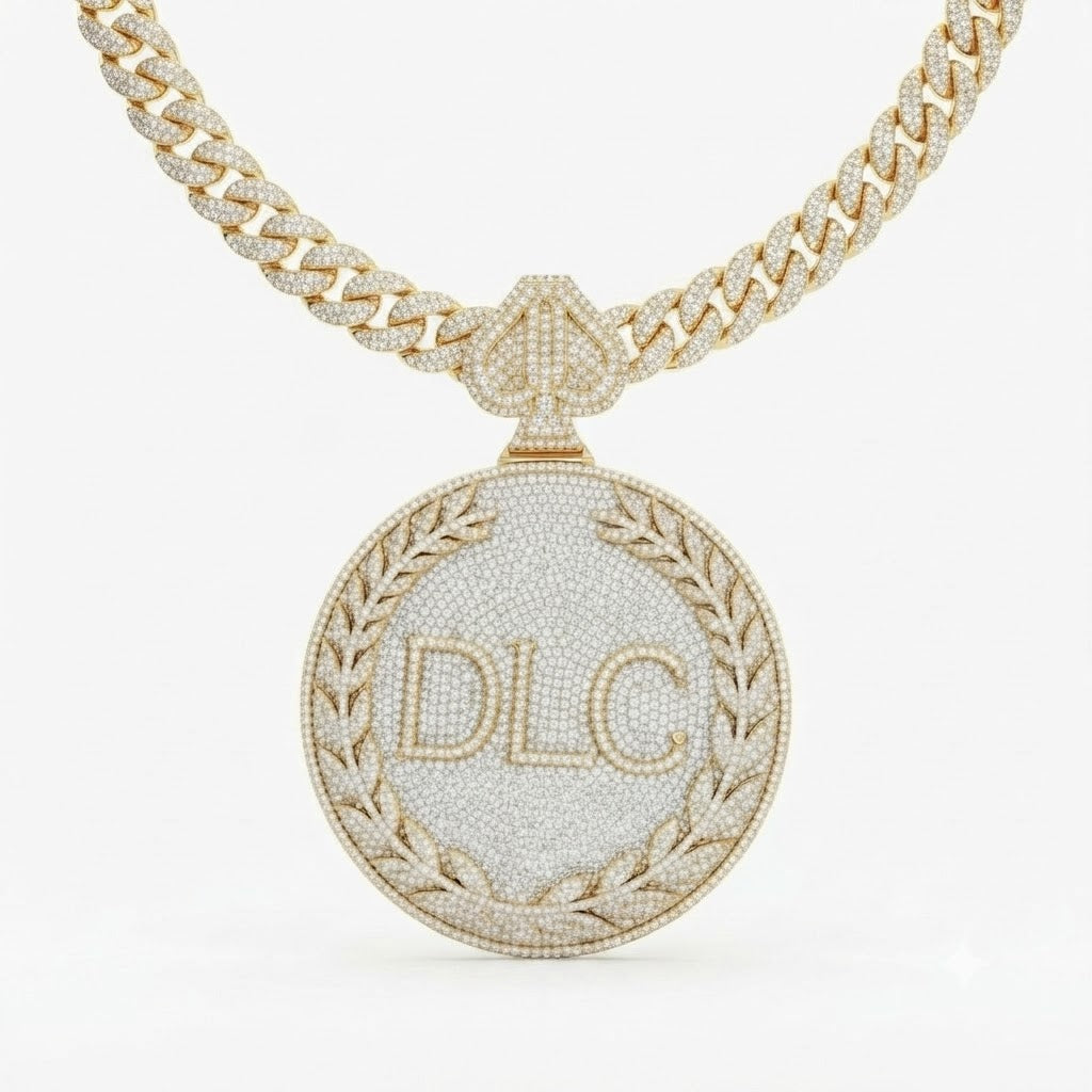 DLC Laurel Wreath Spade Diamond Pendant