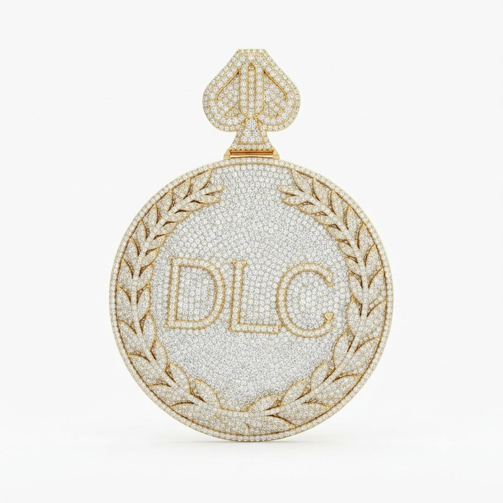 DLC Laurel Wreath Spade Diamond Pendant