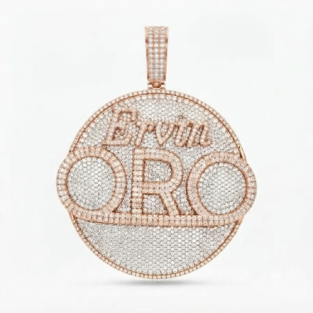ORO Ervin Logo Round Diamond Pendant