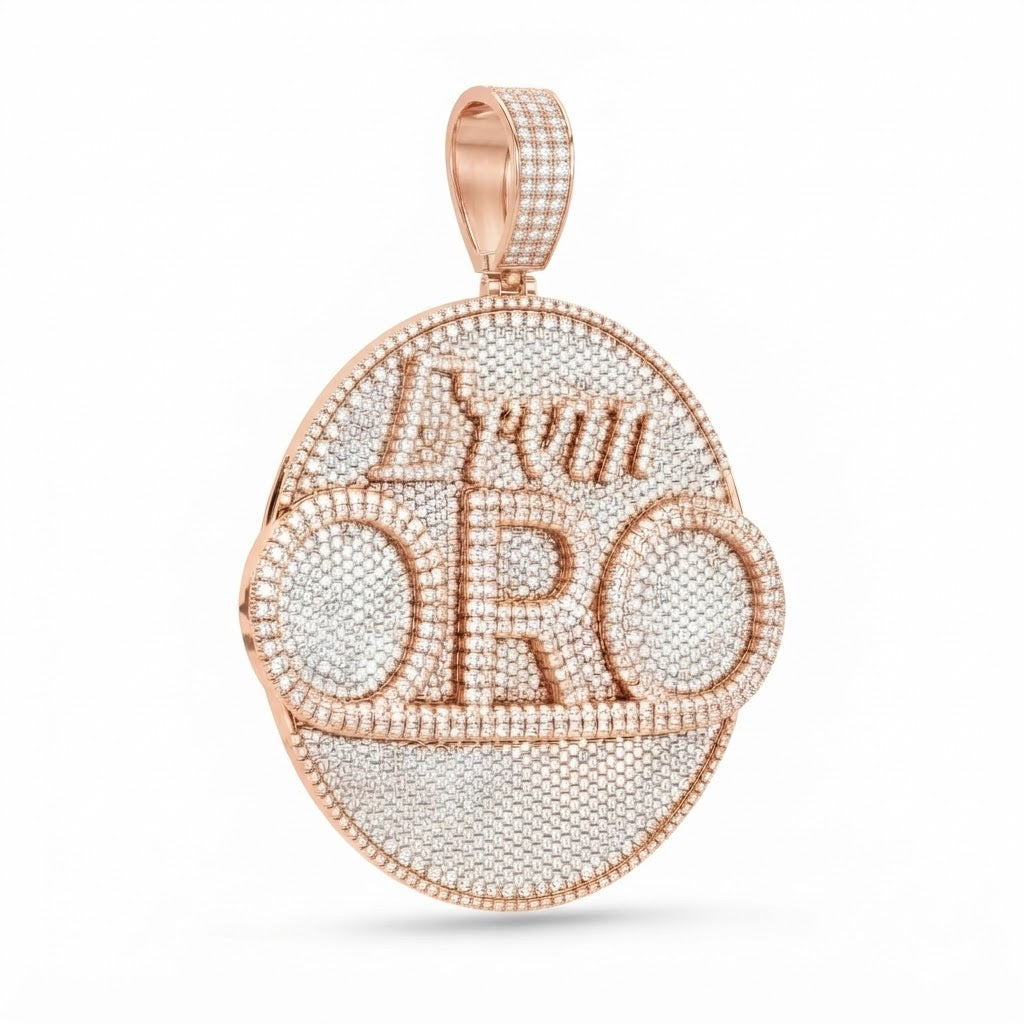 ORO Ervin Logo Round Diamond Pendant