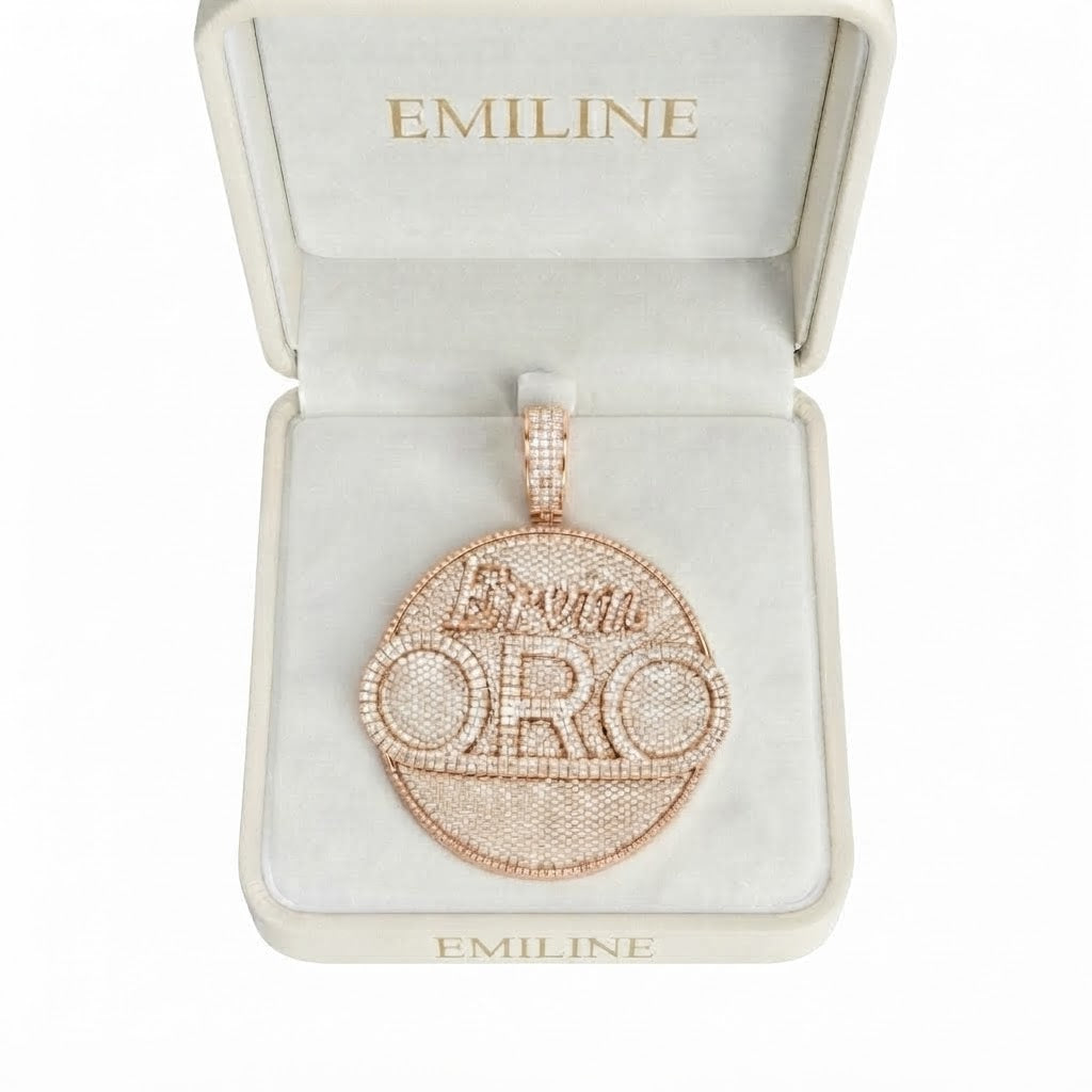 ORO Ervin Logo Round Diamond Pendant