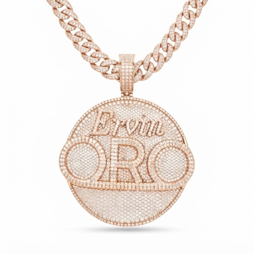 ORO Ervin Logo Round Diamond Pendant